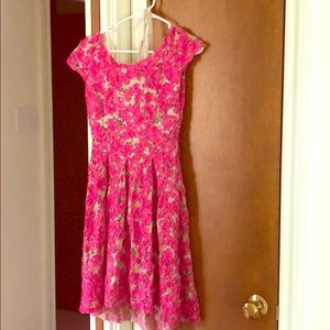 Anthropologie hot pink dress (lace)
